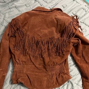 Wilsons leather suede jacket with fringe